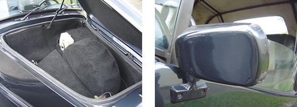 O porta-malas acomoda o tanque de 41 litros e o estepe / O retrovisor é o único item não original desse Lafer TI